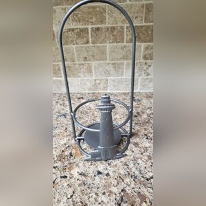 Gray Metal Lighthouse Candle Holder